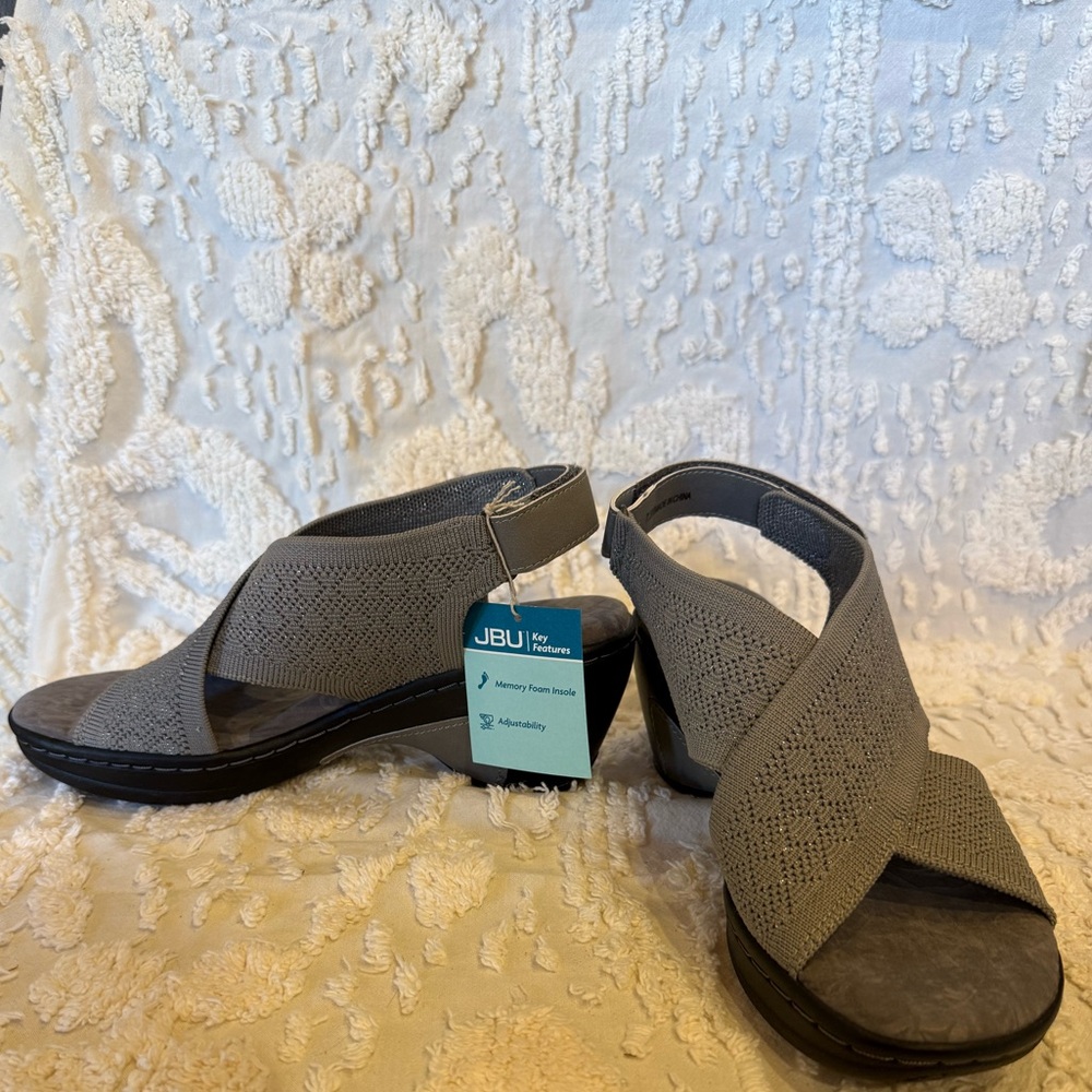 JBU Crisscross Stretch Sandals - Gray #534 - Picture 2 of 3